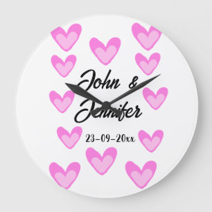 Grande Horloge Ronde style de texte simple et blanc mariage