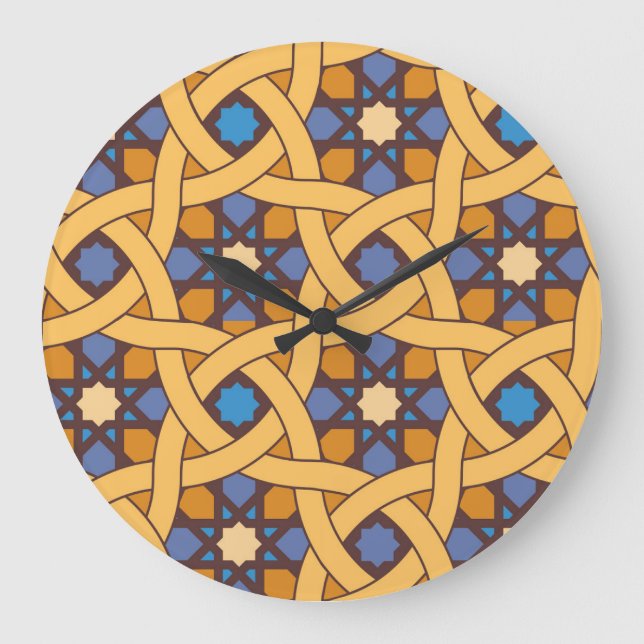 Grande Horloge Ronde Style ethnique Abstrait Motif de mosaïque (Recto)