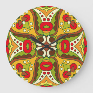 Grande Horloge Ronde Style ethnique oriental Motif sans couture
