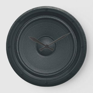 Grande Horloge Ronde Style Grunge, arrière - plan haut-parleur audio