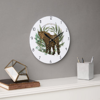 Grande Horloge Ronde style léopard