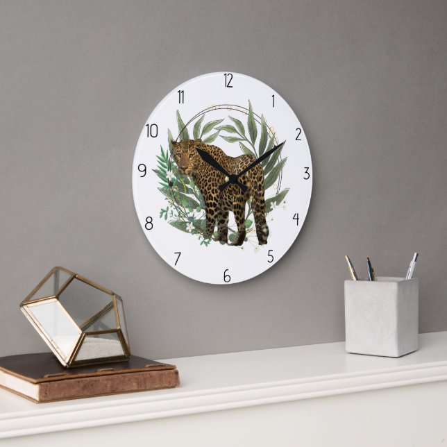Grande Horloge Ronde style léopard (Bureau)