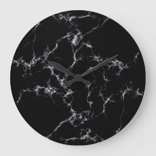 Grande Horloge Ronde Style marbre élégant4 - Noir et blanc