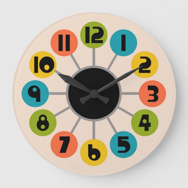 Grande Horloge Ronde Style moderne du milieu du siècle (Recto)