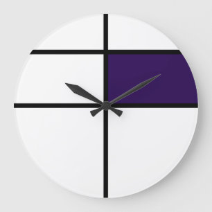 Grande Horloge Ronde Style Piet Mondrian : violet