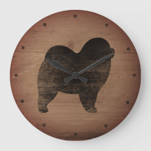 Grande Horloge Ronde Style rustique de bouffe de silhouette rugueuse de