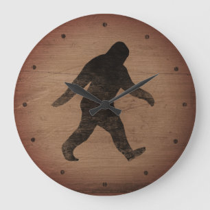 Grande Horloge Ronde Style rustique de silhouette de Bigfoot
