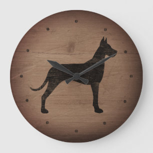 Grande Horloge Ronde Style rustique de silhouette de great dane