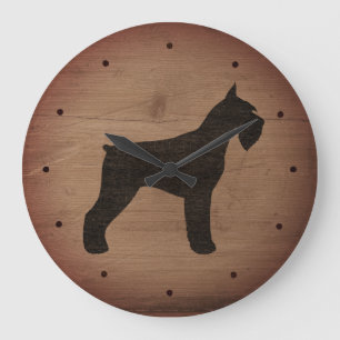 Grande Horloge Ronde Style rustique de silhouette de Schnauzer géant