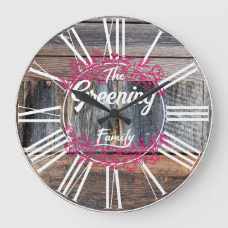 Grande Horloge Ronde Style rustique, look bois, cadeau familial, shaker