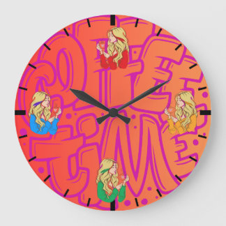 Grande Horloge Ronde Style Vintage du café