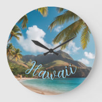 Style Vintage Palmiers Bleus de Mer Hawaïens Ciel