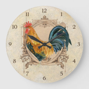 Grande Horloge Ronde Style vintage Pays Français Rustique Barne Rooster