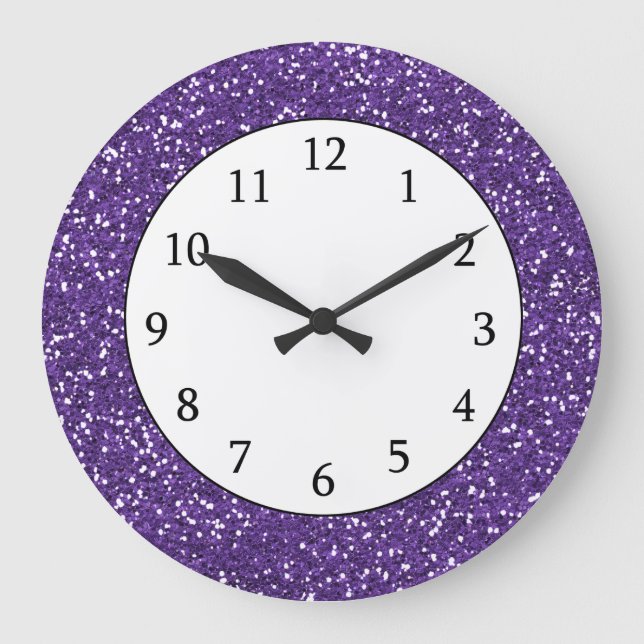 Grande Horloge Ronde Stylish Purple Glitter (Recto)