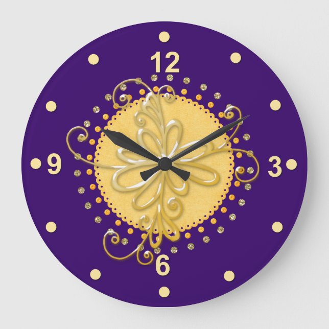 Grande Horloge Ronde Stylish Purple & Yellow Wall Clock (Recto)