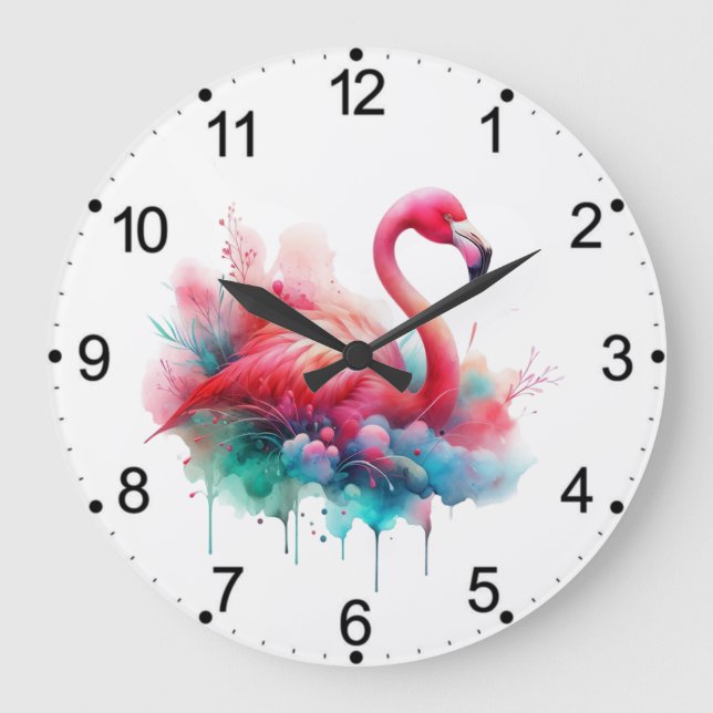 Grande Horloge Ronde Sublimation Flamant rose rose-95159 (Recto)