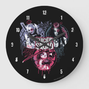 Grande Horloge Ronde Suicide Squad   Girls Graffiti Badges