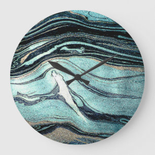 Grande Horloge Ronde Suminagashi, Art marbré japonais.