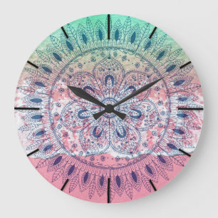 Grande Horloge Ronde Summer beach bohemian mandala