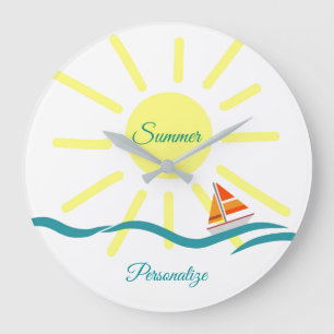 Grande Horloge Ronde Summer Fun Sunshine Sailing Personnaliser