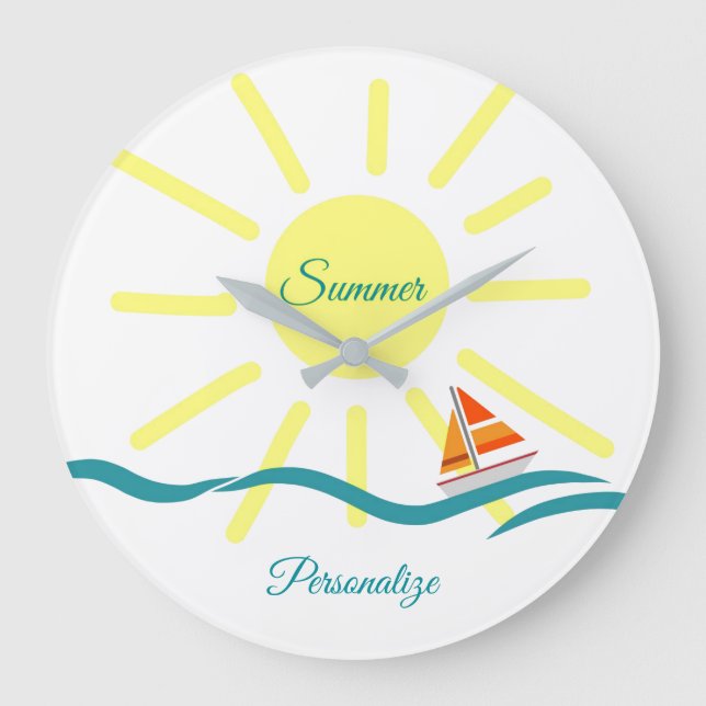 Grande Horloge Ronde Summer Fun Sunshine Sailing Personnaliser (Recto)