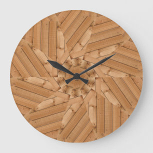 Grande Horloge Ronde Sun Deck - Starburst en bois clair