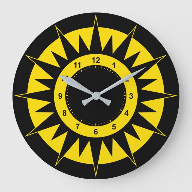Grande Horloge Ronde Sun noir et jaune (Recto)