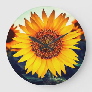 Grande Horloge Ronde Sunflower Acrylic Wall Clock
