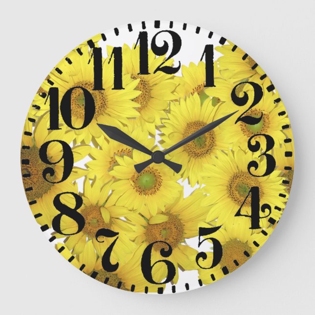 Grande Horloge Ronde Sunflower Big Number Wall Clock (Recto)