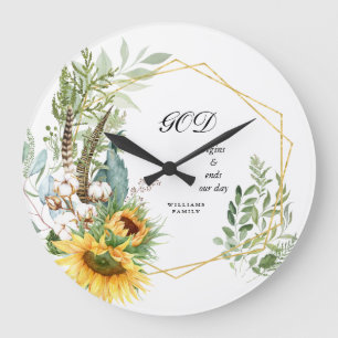 Grande Horloge Ronde Sunflower Burst