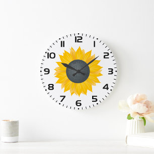 Grande Horloge Ronde Sunflower Disco Ball Retro Party Vibe