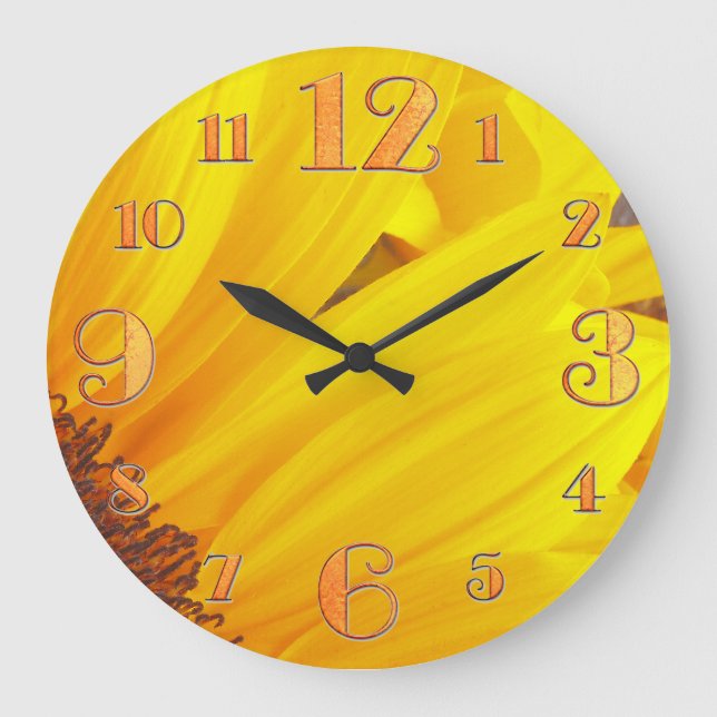 Grande Horloge Ronde Sunflower Petals Wall Clock (Recto)
