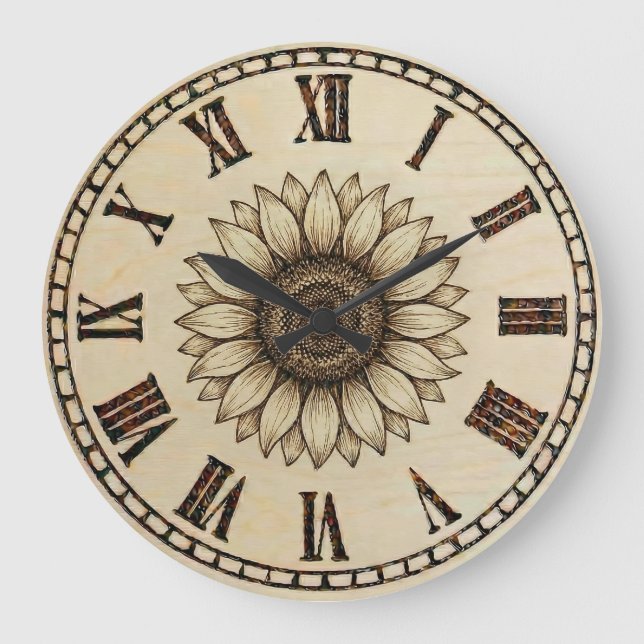 Grande Horloge Ronde Sunflower Wall Clock  (Recto)
