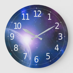 Grande Horloge Ronde Sunrise Over Planet Earth Outer Space Artwork