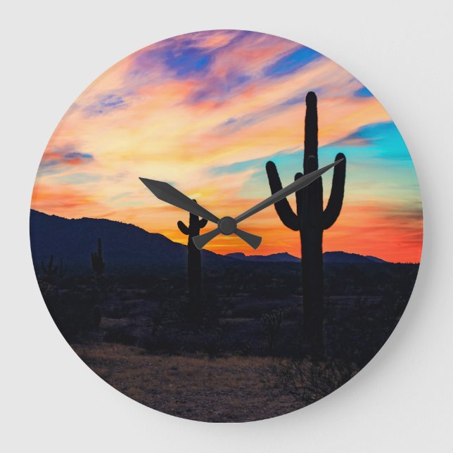 Grande Horloge Ronde Sunset Cactus Desert Dusk (Recto)