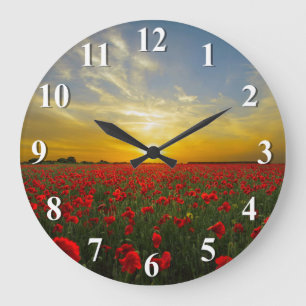 Grande Horloge Ronde Sunset Over A Red Poppy