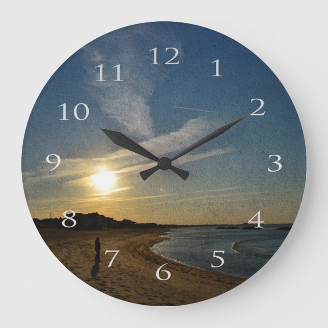 Grande Horloge Ronde Sunset texturé par Shirley Taylor (Recto)