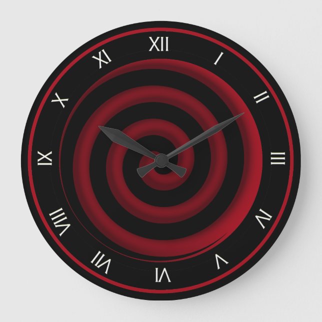 Grande Horloge Ronde Super Cool Black and Red Spiral Wall Clock (Recto)