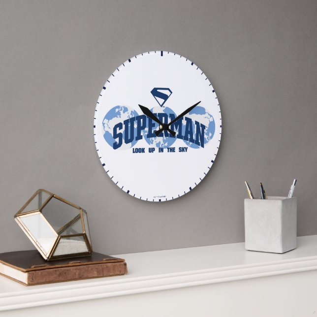 Grande Horloge Ronde Superman dans le monde (Bureau)