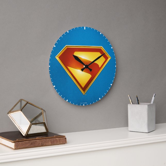Grande Horloge Ronde Superman Golden S Shield brillance (Bureau)
