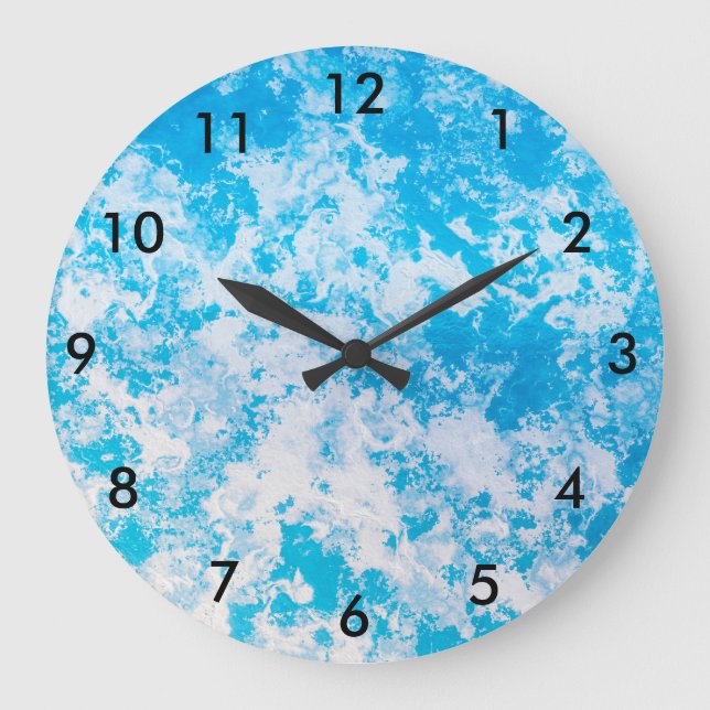 Grande Horloge Ronde Surface de la planète de glace bleue et blanche (Recto)