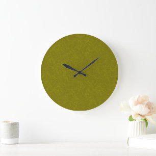 Grande Horloge Ronde Surface vert olive avec un motif subtil en spirale