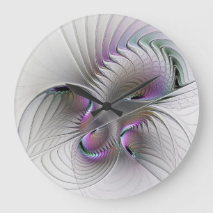 Grande Horloge Ronde Surreal Shy Beauty Moderne Art Fractal Abstrait
