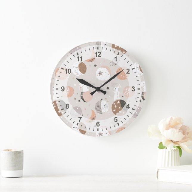 Grande Horloge Ronde Sweat Dream Bunnies Dans Motif spatial (Maison)