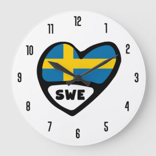 Grande Horloge Ronde Sweden Country Code SWE Flag Heart