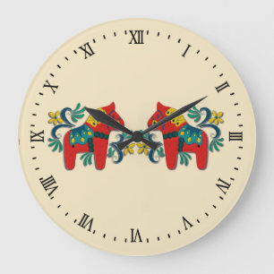 Grande Horloge Ronde Swedish Dala Horse