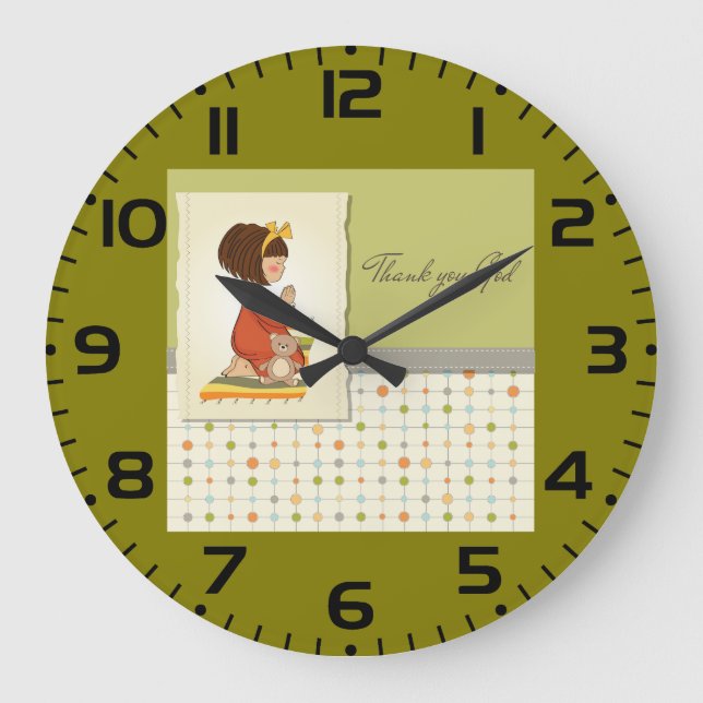 Grande Horloge Ronde Sweet Praying Girl Thank You God (Recto)