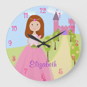 Grande Horloge Ronde Sweet Redhead Princess Personnalisé