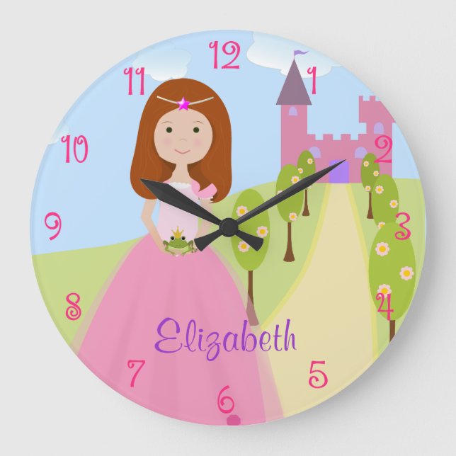 Grande Horloge Ronde Sweet Redhead Princess Personnalisé (Recto)