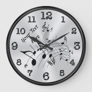 Grande Horloge Ronde Swirling Personnalisé Music Note Horloge, VOTRE TE